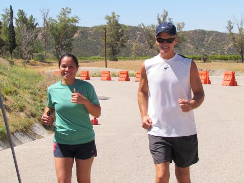 Ivy Castillo, left and Neil Frerichs ran the Soboba Trail Race for the first time and found the heat and the hills to be challenging Ivy Castillo, left and Neil Frerichs ran the Soboba Trail Race for the first time and found the heat and the hills to be challenging
