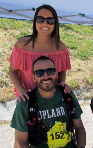 Angela Huerta congratulates her husband, Francisco, shortly after he completed a 25K run at the sixth annual Soboba Trail Race on Sunday, May 21 Angela Huerta congratulates her husband, Francisco, shortly after he completed a 25K run at the sixth annual Soboba Trail Race on Sunday, May 21