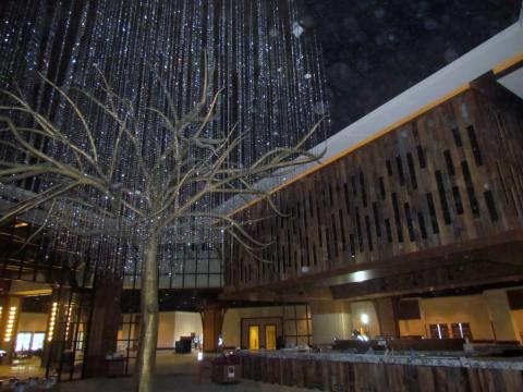 A tree, laden with LED lights is the centerpiece of the feature bar at the Soboba replacement casino