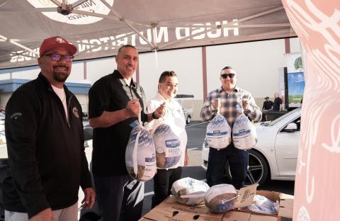 Soboba Foundation members are among the volunteers distributing turkeys at the Hemet Unified School District, Nov. 19. From left Albert Parcero, husband of Board Vice President Julie Arrietta-Parcero; Board President Andy Silvas; Board Secretary Joseph Placencia; and Board Member Daniel Valdez, who also serves as Tribal Council Sergeant-at-Arms Soboba Foundation members are among the volunteers distributing turkeys at the Hemet Unified School District, Nov. 19. From left Albert Parcero, husband of Board Vice President Julie Arrietta-Parcero; Board President Andy Silvas; Board Secretary Joseph Placencia; and Board Member Daniel Valdez, who also serves as Tribal Council Sergeant-at-Arms