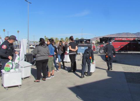 Members of the Soboba Fire Department helped keep bins full at each school site that greeted families who showed up with their vouchers on Nov. 23 at San Jacinto Unified’s District Office Members of the Soboba Fire Department helped keep bins full at each school site that greeted families who showed up with their vouchers on Nov. 23 at San Jacinto Unified’s District Office