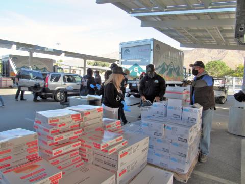 Turkeys and all the trimmings were provided to more than 2,000 residents of the San Jacinto Valley as the Soboba Foundation and Tribal Council worked closely with local agencies and school districts to identify those most in need this year. San Jacinto High School provided meal boxes to their students’ families on Nov. 21 utilizing an assembly-line style distribution Turkeys and all the trimmings were provided to more than 2,000 residents of the San Jacinto Valley as the Soboba Foundation and Tribal Council worked closely with local agencies and school districts to identify those most in need this year. San Jacinto High School provided meal boxes to their students’ families on Nov. 21 utilizing an assembly-line style distribution