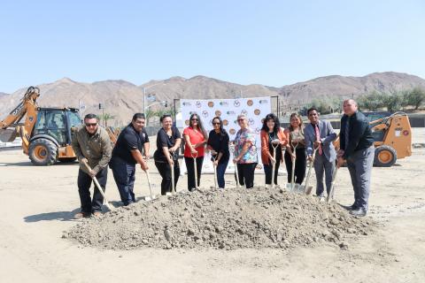 Soboba Tribal Council members and SEDC members turn some dirt at the Sovovatum Village groundbreaking ceremony on Aug. 13. From left, Daniel Valdez, Isaiah Vivanco, Kelli Hurtado, Sally Moreno-Ortiz, Geneva Mojado, Becky Flores, Lori Van Arsdale, Sasha Pachito, Lakshman Koka and Michael Castello Soboba Tribal Council members and SEDC members turn some dirt at the Sovovatum Village groundbreaking ceremony on Aug. 13. From left, Daniel Valdez, Isaiah Vivanco, Kelli Hurtado, Sally Moreno-Ortiz, Geneva Mojado, Becky Flores, Lori Van Arsdale, Sasha Pachito, Lakshman Koka and Michael Castello