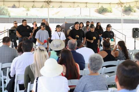 Wayne Nelson and the Intertribal Bird Singers helped open the groundbreaking ceremony for Sovovatum Village on Aug. 13 Wayne Nelson and the Intertribal Bird Singers helped open the groundbreaking ceremony for Sovovatum Village on Aug. 13
