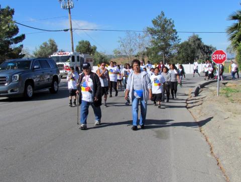 Soboba Elder Marian Chacon, left, and her friend Rachel Miranda lead the Elders/Youth Walk and War on Drugs Walk at the Soboba Indian Reservation on March 25 Soboba Elder Marian Chacon, left, and her friend Rachel Miranda lead the Elders/Youth Walk and War on Drugs Walk at the Soboba Indian Reservation on March 25