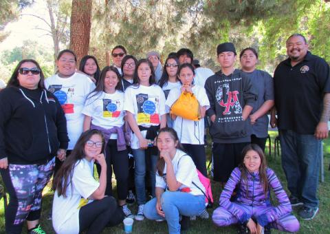 Youth from Soboba Tribal T.A.N.F. are joined by the program’s administrative assistant, Aurelia Mendoza, left and site manager, Harold Arres, far right for the annual Elders/Youth and War on Drugs Walk at Soboba Indian Reservation Youth from Soboba Tribal T.A.N.F. are joined by the program’s administrative assistant, Aurelia Mendoza, left and site manager, Harold Arres, far right for the annual Elders/Youth and War on Drugs Walk at Soboba Indian Reservation