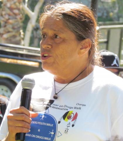 Stacia Cozart shares a testimonial about her sobriety at Saturday’s annual Elders/Youth and War on Drugs Walk at The Oaks Stacia Cozart shares a testimonial about her sobriety at Saturday’s annual Elders/Youth and War on Drugs Walk at The Oaks