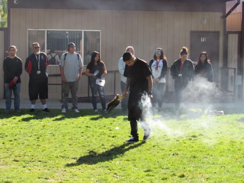Damon Miranda provides a blessing before everyone takes part in the first annual Walking Against Diabetes event. Photo courtesy of the Soboba Band of Luiseño Indians Damon Miranda provides a blessing before everyone takes part in the first annual Walking Against Diabetes event. Photo courtesy of the Soboba Band of Luiseño Indians