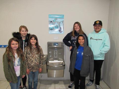 Student council members at one of the bottle filling/drinking fountain units installed at St. John’s School in Hemet. The students recognized a need to be more environmentally conscious and the school found a solution, thanks to a grant from the Soboba Foundation Student council members at one of the bottle filling/drinking fountain units installed at St. John’s School in Hemet. The students recognized a need to be more environmentally conscious and the school found a solution, thanks to a grant from the Soboba Foundation