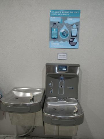 An Elkay hands-free, refrigerated bottle filling/ADA bi-level drinking foundation unit that was recently installed at St. John’s School in Hemet with help from a Soboba Foundation grant An Elkay hands-free, refrigerated bottle filling/ADA bi-level drinking foundation unit that was recently installed at St. John’s School in Hemet with help from a Soboba Foundation grant