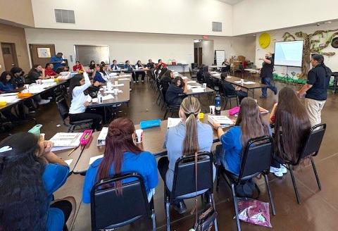 WE LEAD youth interns receive a week of in-house training before reporting to their assigned worksites. One class on financial literacy was presented by William Ramirez WE LEAD youth interns receive a week of in-house training before reporting to their assigned worksites. One class on financial literacy was presented by William Ramirez