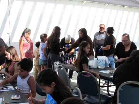 Soboba Tribal TANF staff members help artists with paint supplies during a Paint Workshop on Nov. 21 Soboba Tribal TANF staff members help artists with paint supplies during a Paint Workshop on Nov. 21