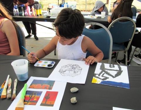 A young artist starts on his second creation during the well-attended Soboba Tribal TANF Paint Workshop held Nov. 21 A young artist starts on his second creation during the well-attended Soboba Tribal TANF Paint Workshop held Nov. 21