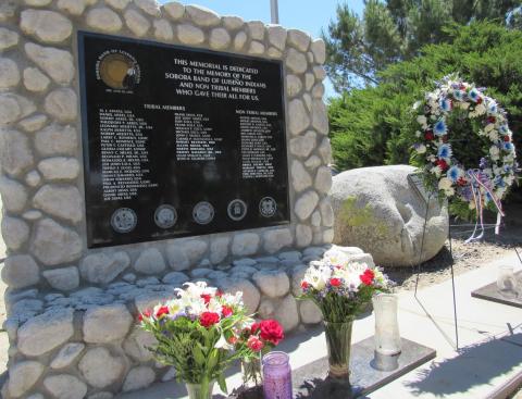 A permanent Veterans Memorial at the Soboba Cemetery is blessed by Father Earl Henley as part of the Memorial Day ceremony, May 27 A permanent Veterans Memorial at the Soboba Cemetery is blessed by Father Earl Henley as part of the Memorial Day ceremony, May 27